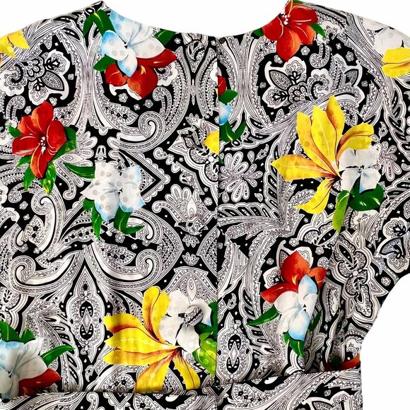 Richie Freeman For Teri Jon Silk Floral & Paisley Print Dress Midi Length Sz 10 - Picture 6 of 16